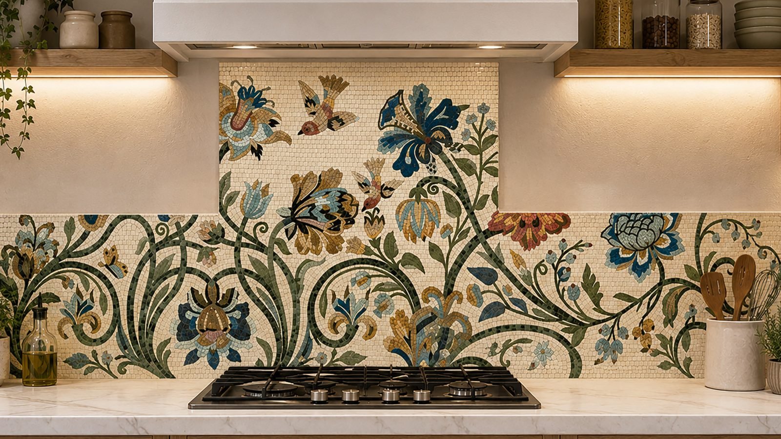 A Custom Floral Mosaic Backsplash