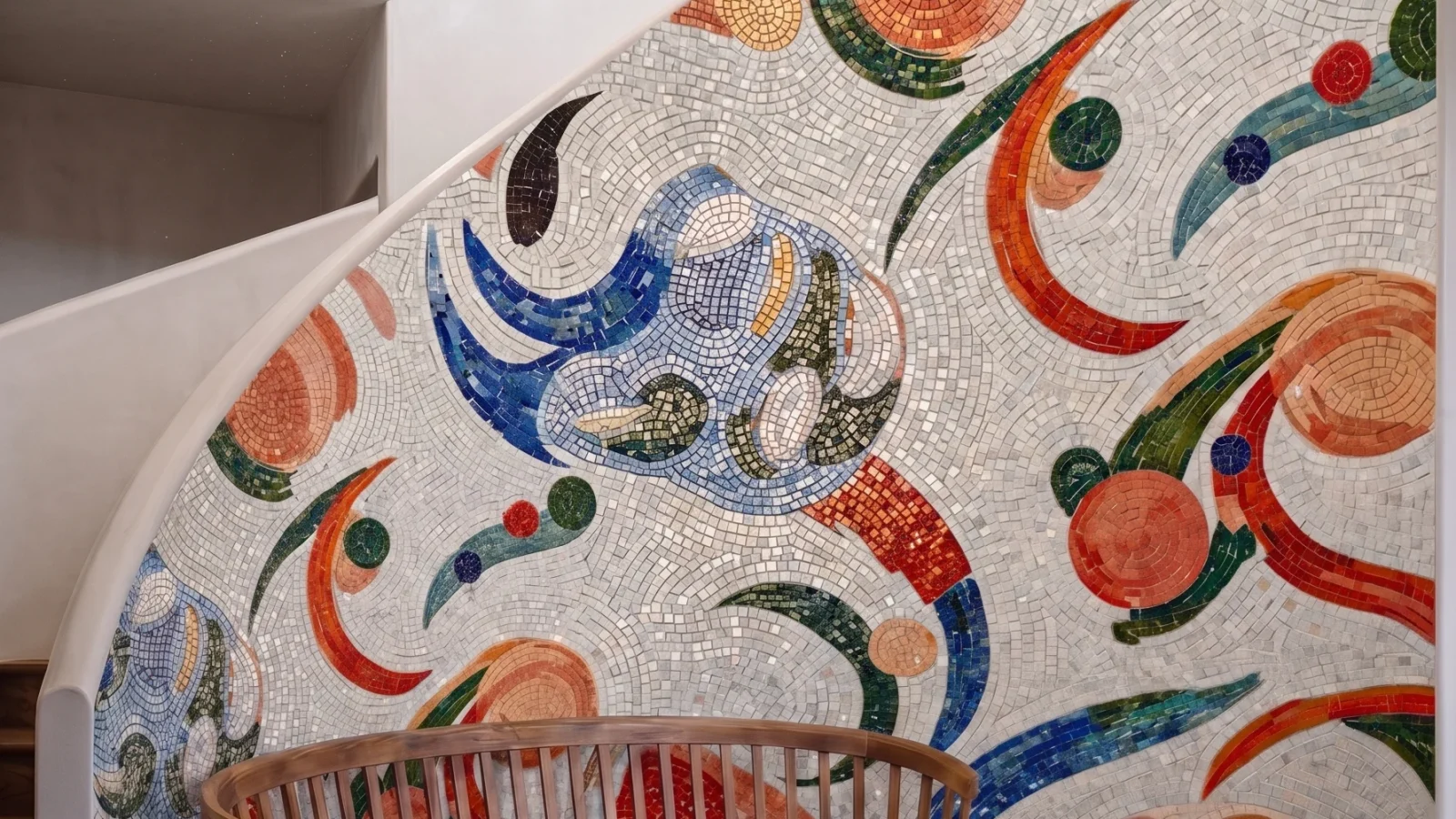 Mosaic for curved wall surface